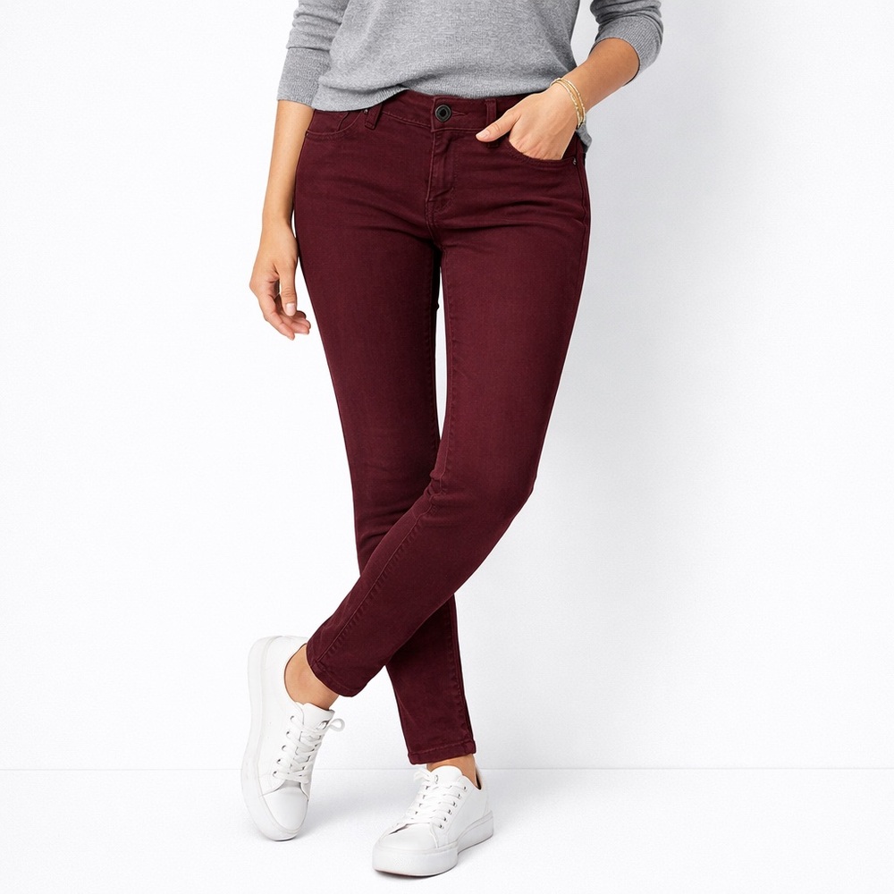 Aeropostale Burgundy Skinny Jeans Women Size 29 Mid Rise Stretch Denim